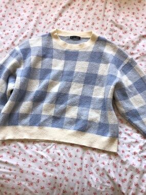 Baby Blue Gingham Flannel Shirt Women’s Boho Country Long Sleeve Casual Top